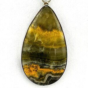 BumbleBee Jasper Pendant Necklace in Silver / Chain